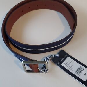 NWT VINEYARD VINES NAVY BLUE LEATHER REVERSIBLE MEN'S BELT SIZE 34